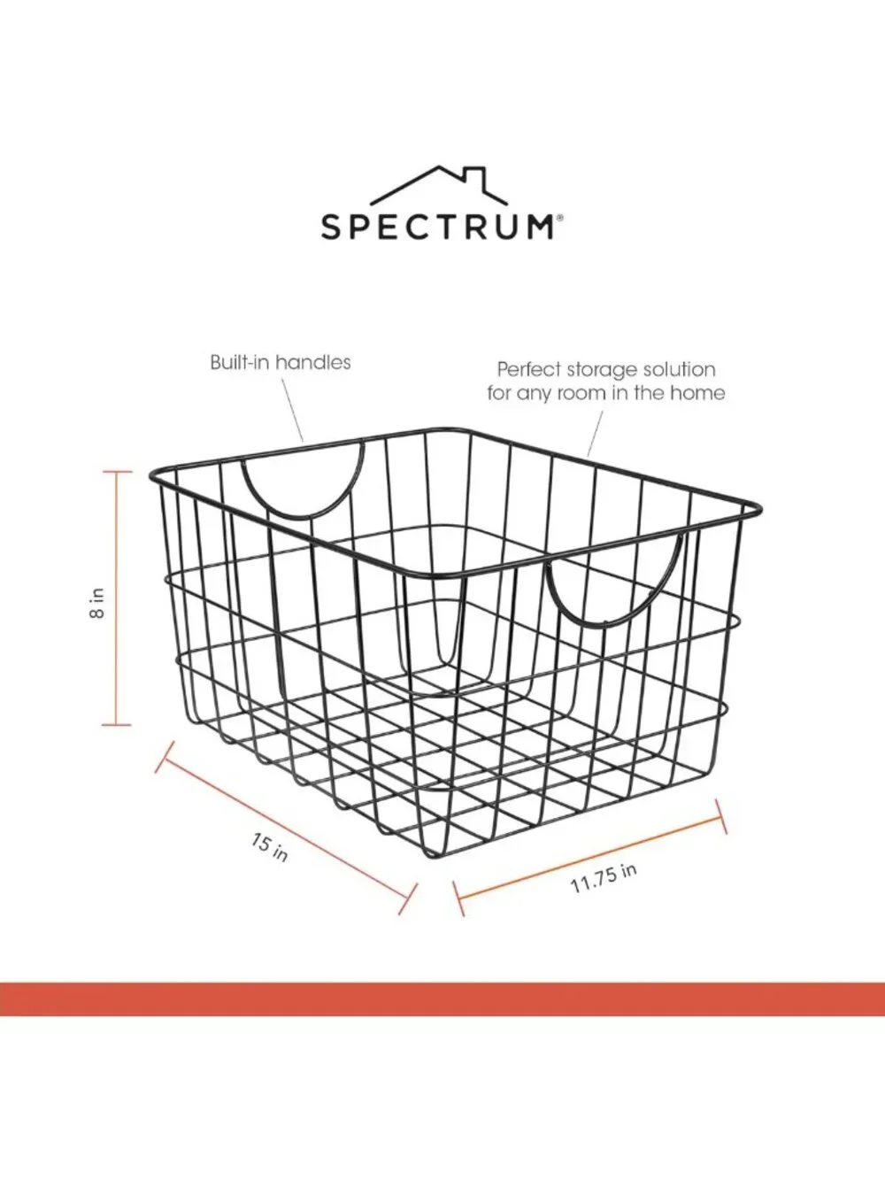 Large Black Metal Wire Basket with Handle - Utility Storage Bin for Kitchen